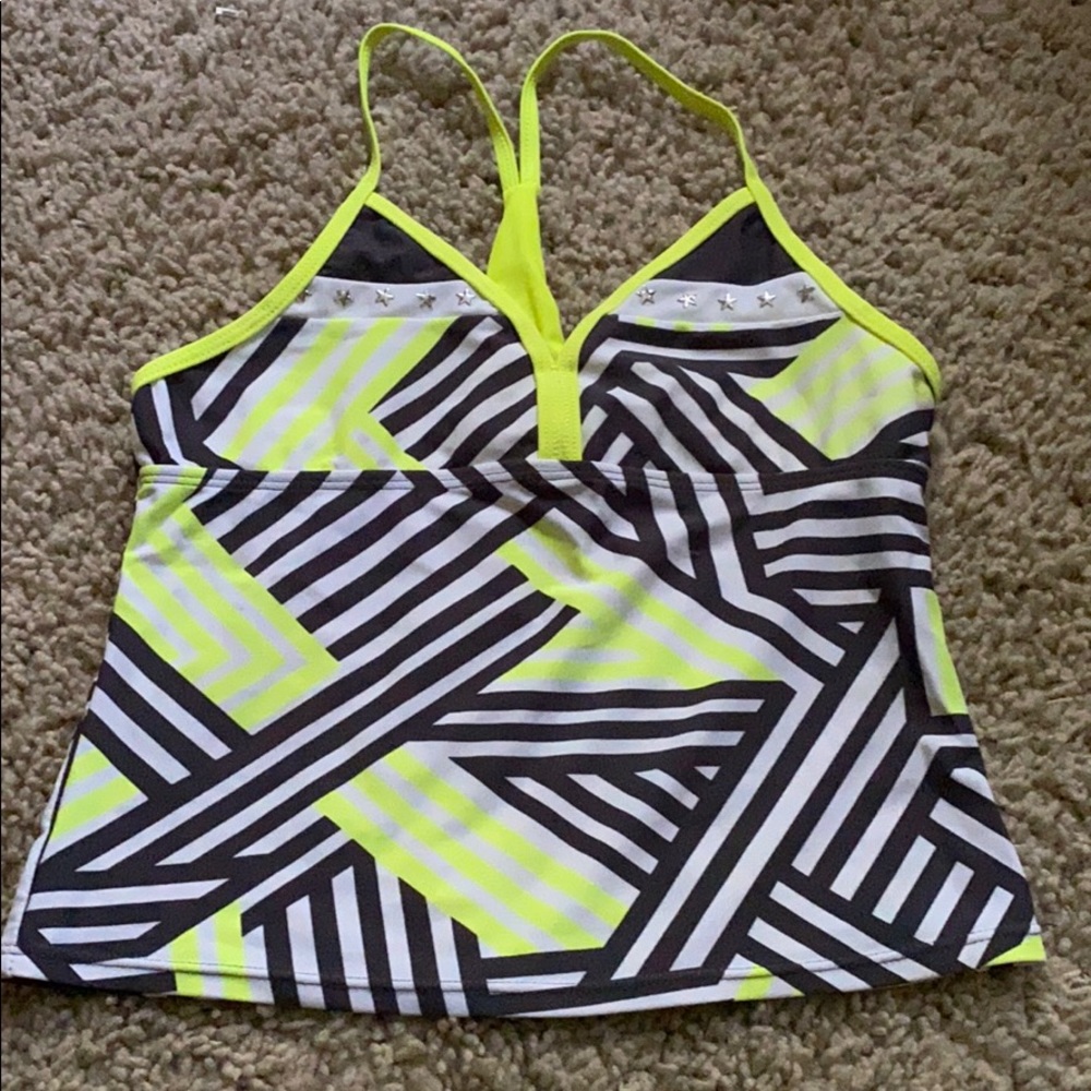 Neon Yellow and Black Tankini Top